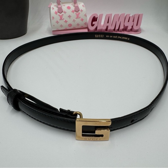 Gucci Accessories - Gucci Vintage Black Leather Belt Gold Square G Buckle 65/26